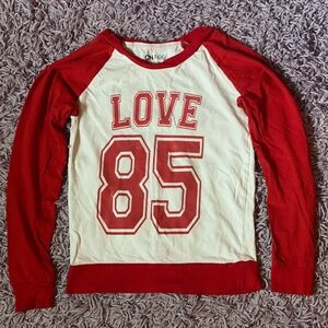 On Fire Kids Long Sleeve Red and White Love 85 shirt